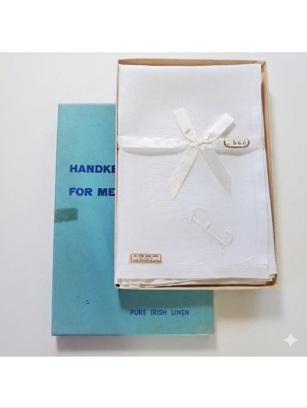 Irish Linen 3 "E" Handkercheifs New Vintage Handmade White Embroidered Monogram